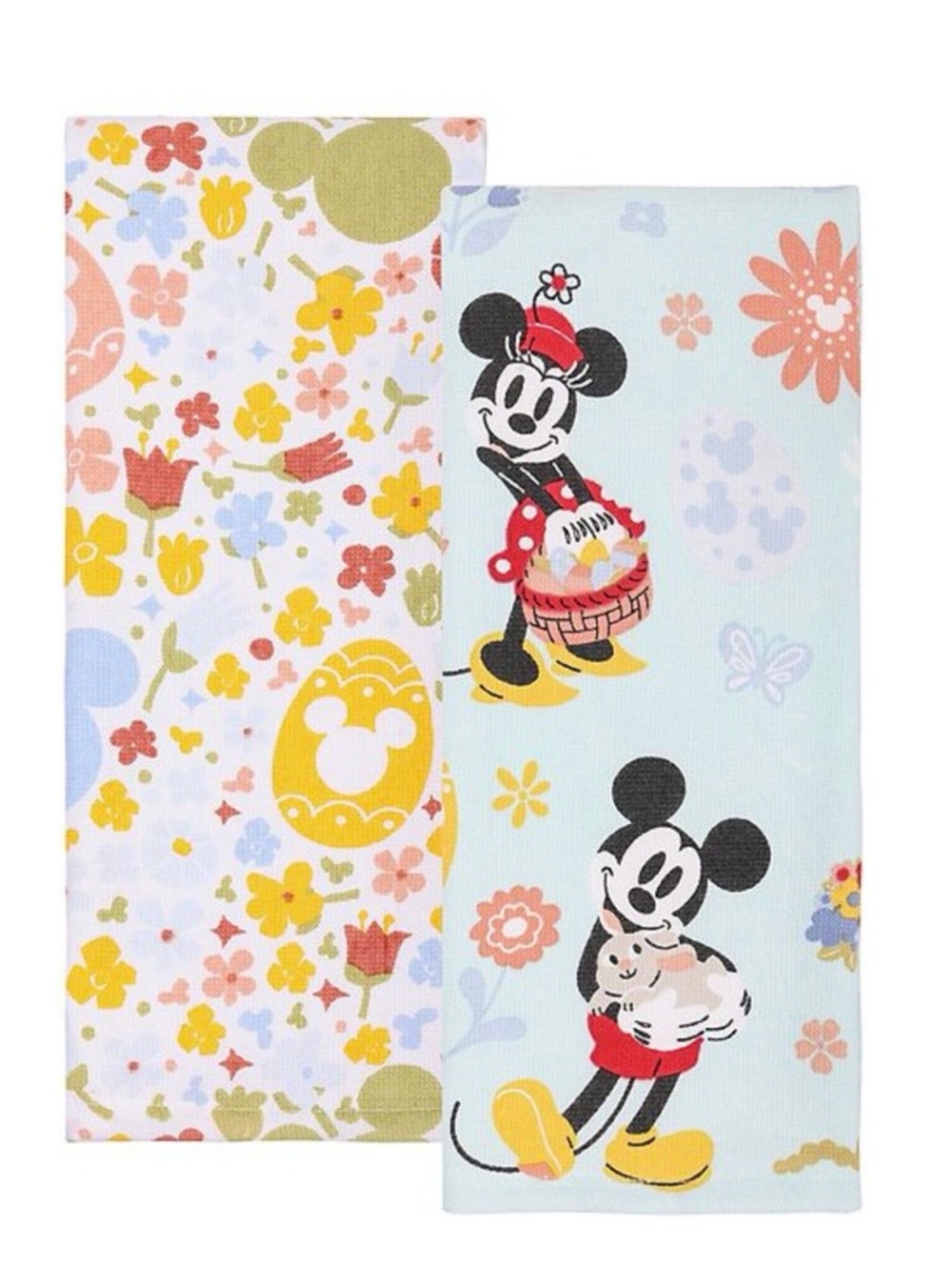 Disney Mickey & Minnie Floral Dish Towel- Light Blue & Yellow & Pink